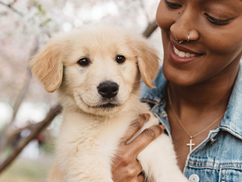 Women holding puppy