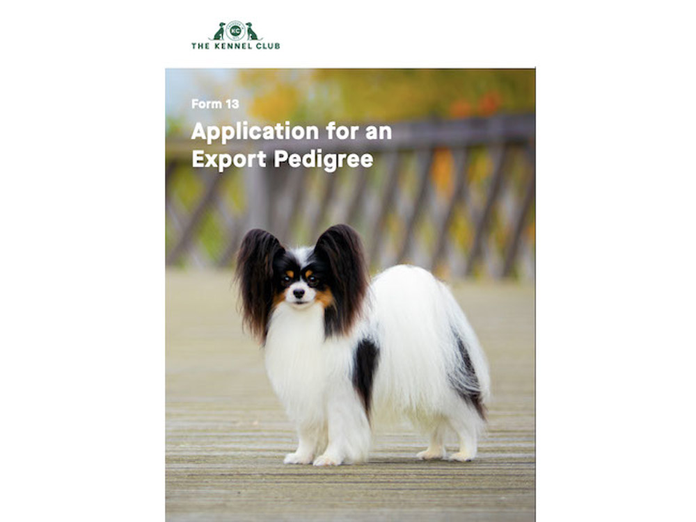 Application for Export Pedigree - cover