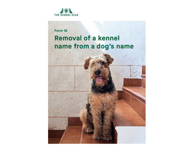 Cover for form - removal of kennel name