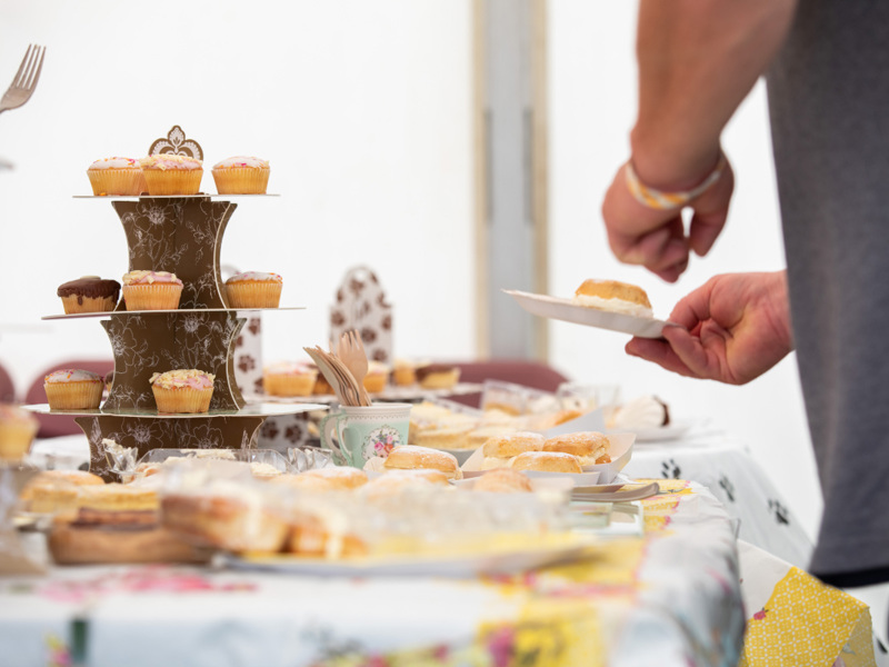 Cakes and treats on table